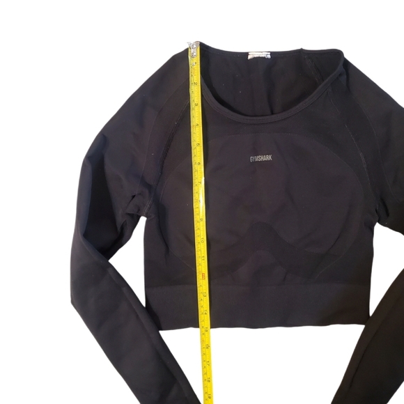Gymshark Women's Black Flex Sports Long Sleeve Crop Seamless Top Size Small - Picture 4 of 5